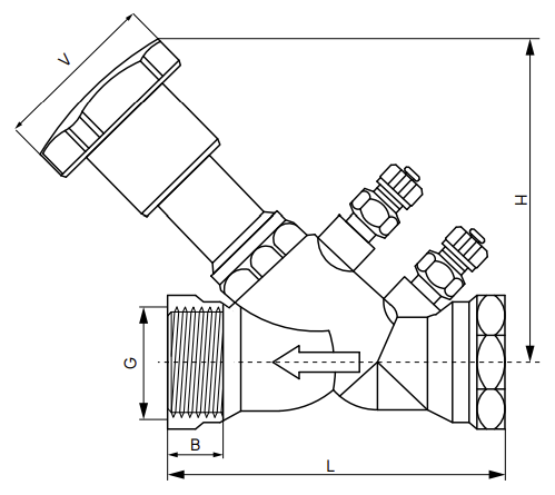 Размеры и вес ручных балансировочных клапанов SANEXT